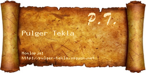 Pulger Tekla névjegykártya